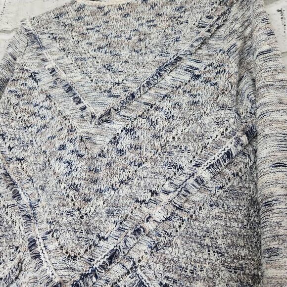 Lucky Brand Womens Side Zip Tweed Blazer Jacket Knitted Hi Low Blue Medium - Picture 13 of 14